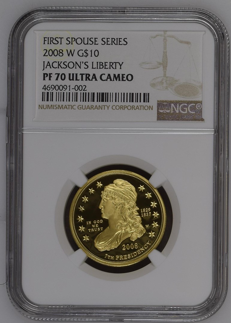 2008 W JACKSON'S LIBERTY G$10 PF | Coin Explorer | NGC