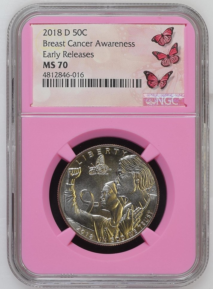 2018 D Breast Cancer Awareness 50C MS | Coin Explorer | NGC