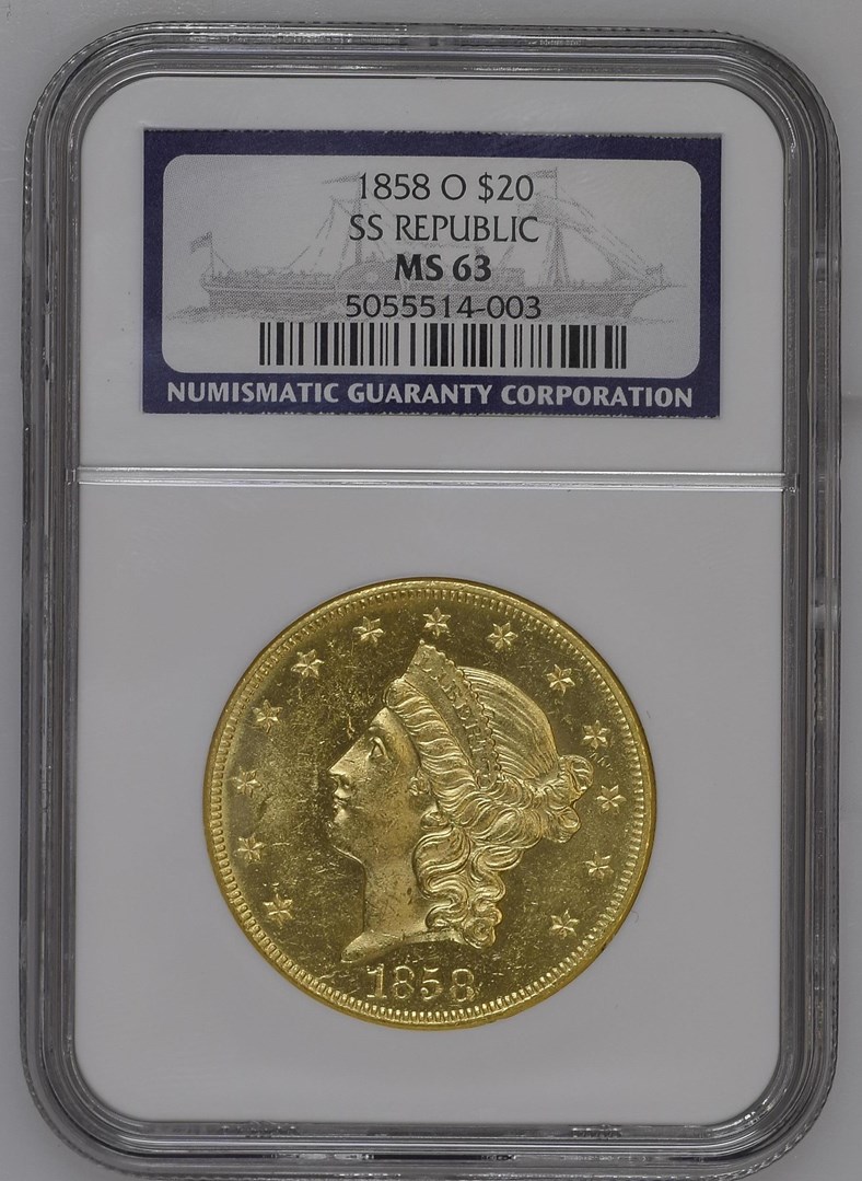 1858 O $20 MS | Coin Explorer | NGC