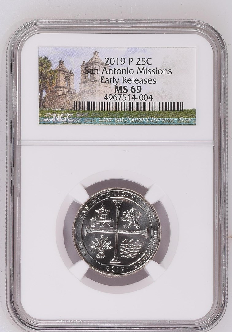 2019 P San Antonio Missions 25C MS | Coin Explorer | NGC