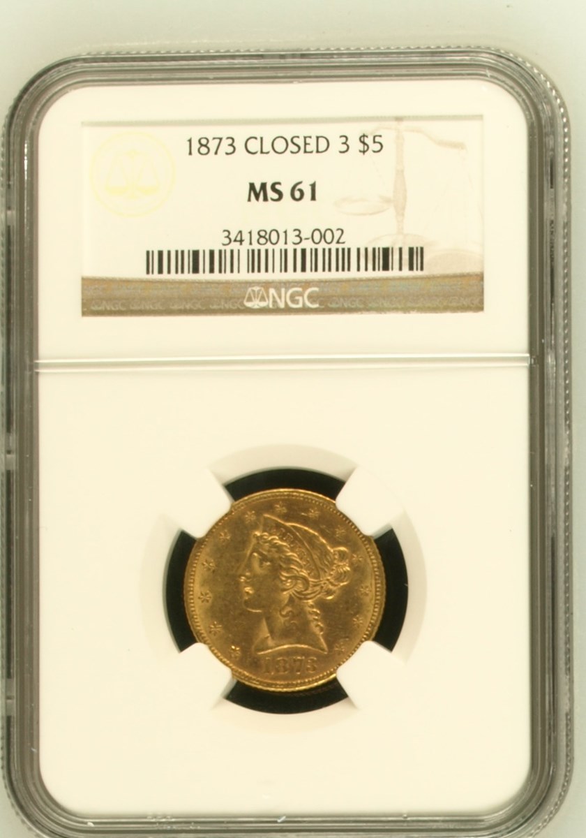 1873 CLOSED 3 $5 MS | Coin Explorer | NGC