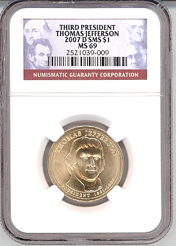 2007 D SMS THOMAS JEFFERSON $1 MS | Coin Explorer | NGC