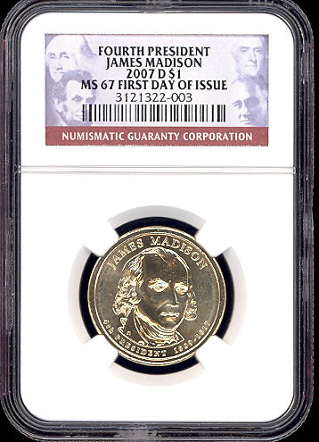 2007 D JAMES MADISON $1 MS | Coin Explorer | NGC