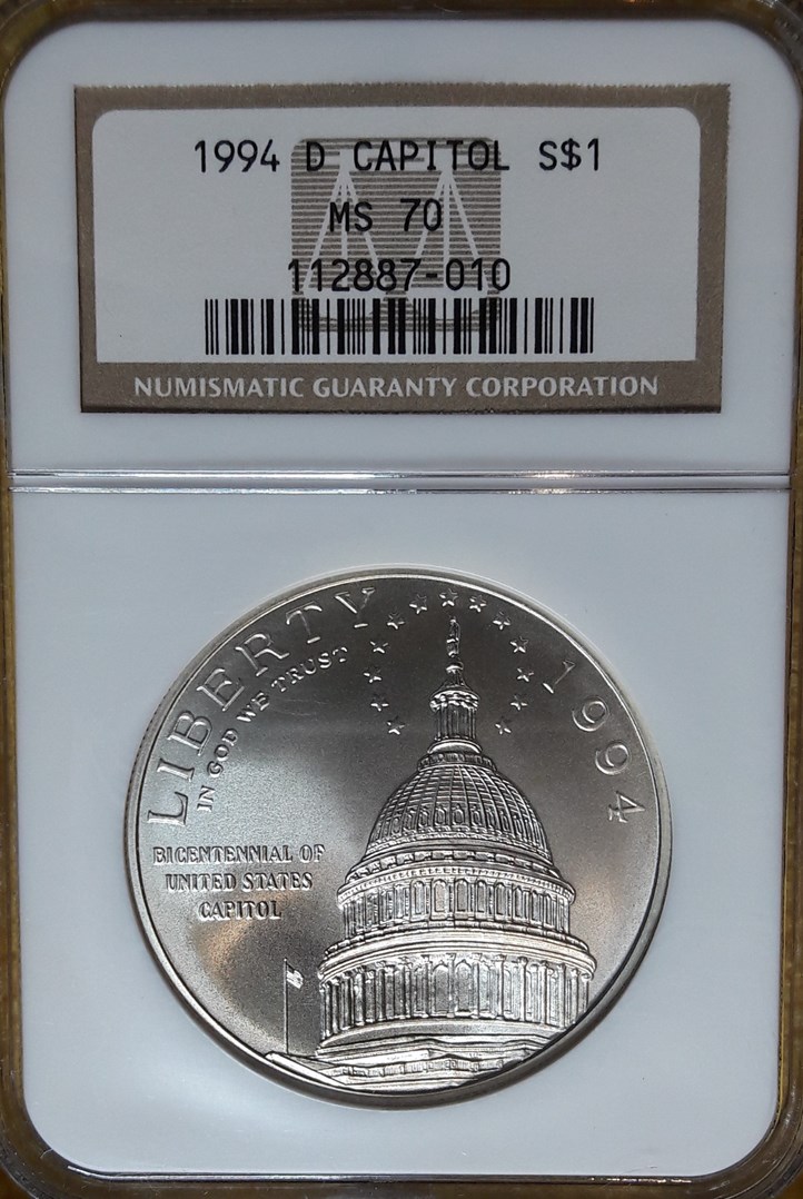 1994 D U.S. CAPITOL BICENTENNIAL S$1 MS | Coin Explorer | NGC