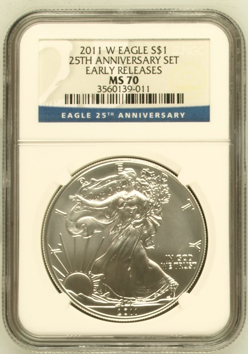 2011 W EAGLE 25TH ANNIVERSARY SET S$1 MS | Coin Explorer | NGC