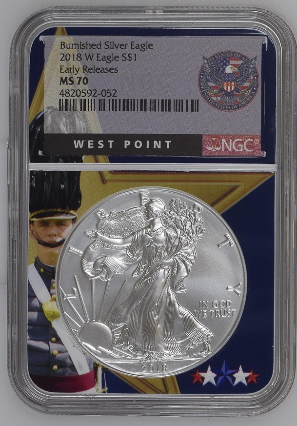 2018 W Eagle Burnished Silver Eagle S$1 MS | Coin Explorer | NGC