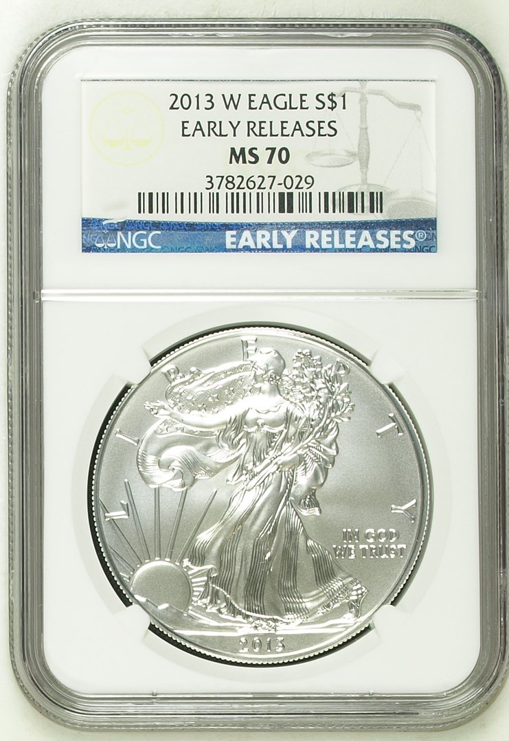 2013 W EAGLE BURNISHED SILVER EAGLE S$1 MS | Coin Explorer | NGC