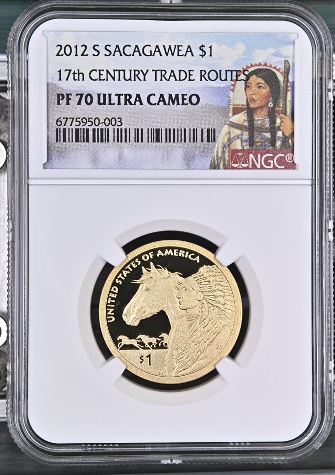 2012 S Sacagawea 17th Century Trade Routes $1 PF | Coin Explorer | NGC