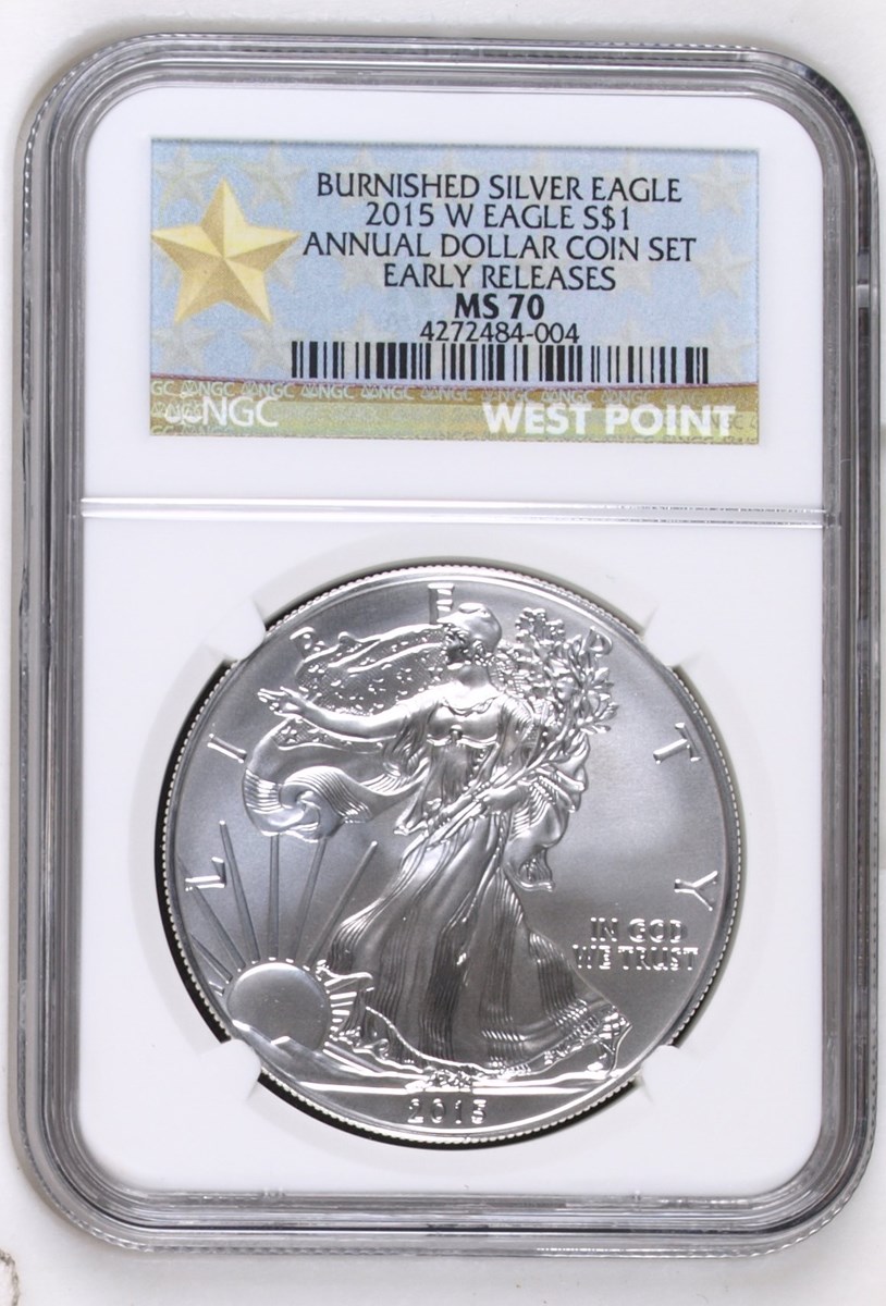 2015 W EAGLE BURNISHED SILVER EAGLE S$1 MS | Coin Explorer | NGC