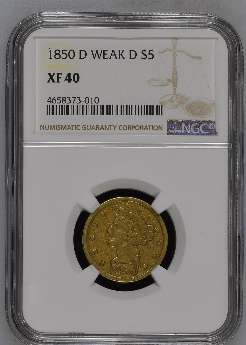 1850 D WEAK D $5 MS | Coin Explorer | NGC