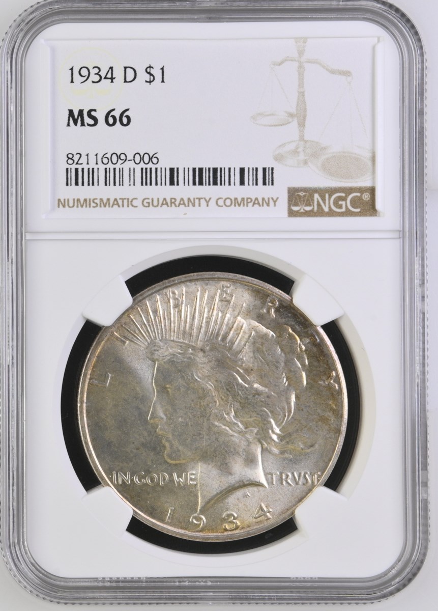 NGC-AU 洗浄 アメリカ合衆国 1934D ピースダラー 銀貨 NGC-AU 洗浄