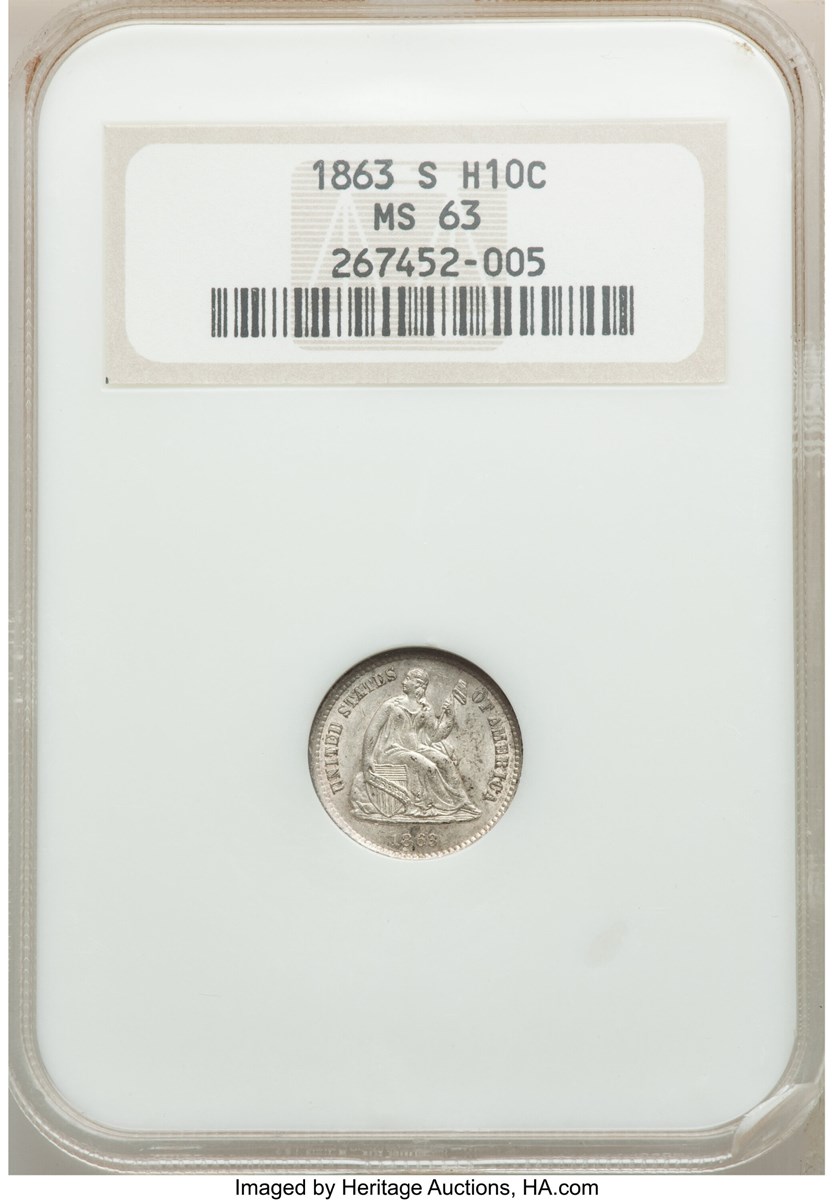 1863 S H10C MS | Coin Explorer | NGC