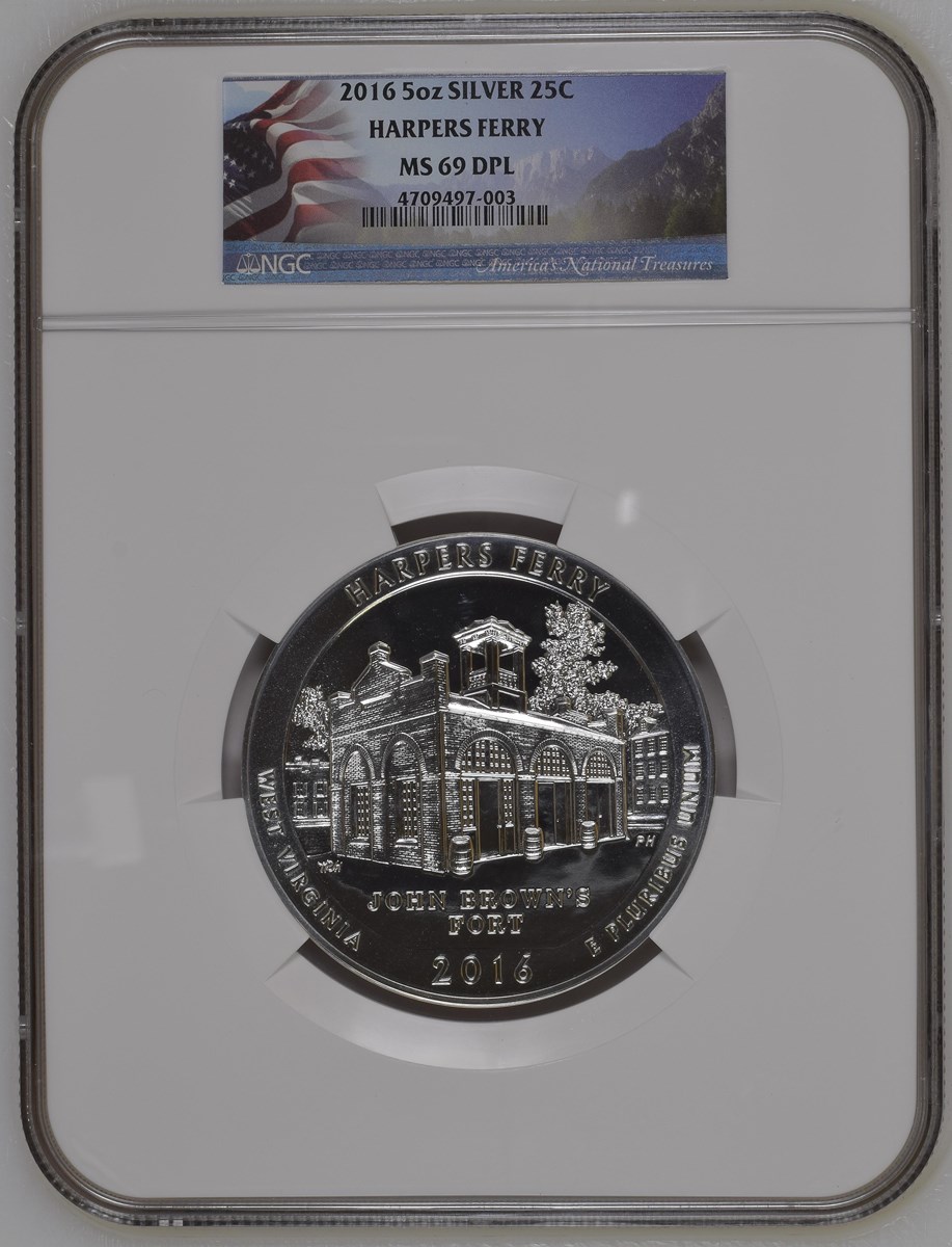2016 5oz SILVER HARPERS FERRY 25C MS | Coin Explorer | NGC