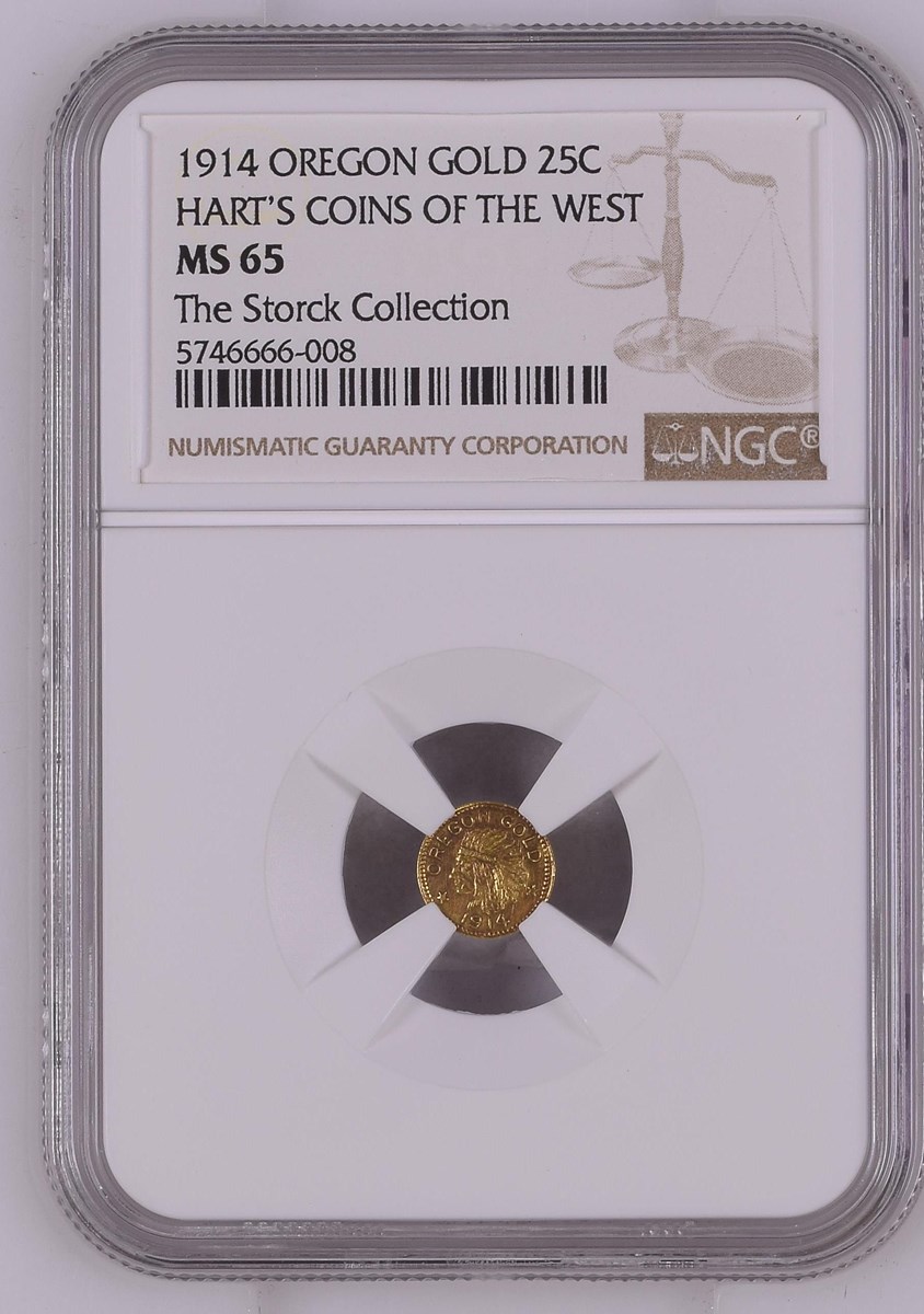 1914 OREGON GOLD HART'S COINS OF THE WEST 25C MS | Coin Explorer | NGC