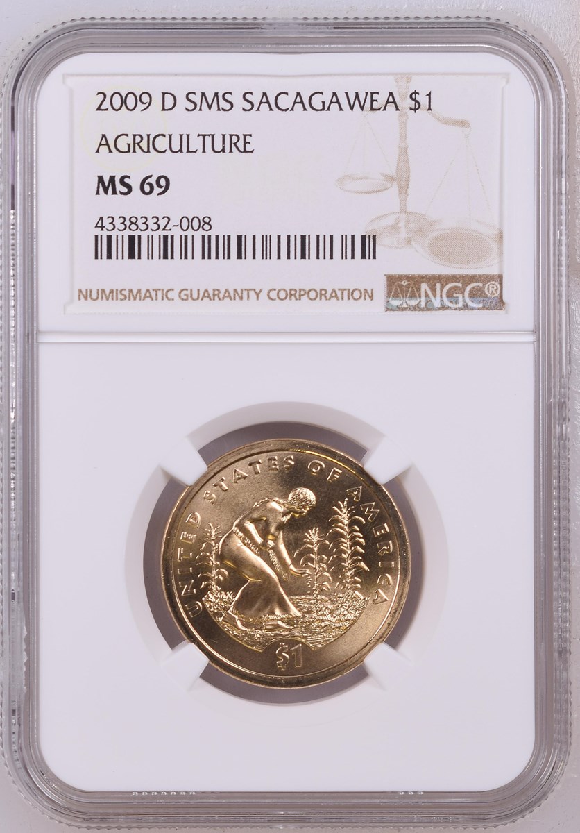 2009 D SMS SACAGAWEA AGRICULTURE $1 MS | Coin Explorer | NGC