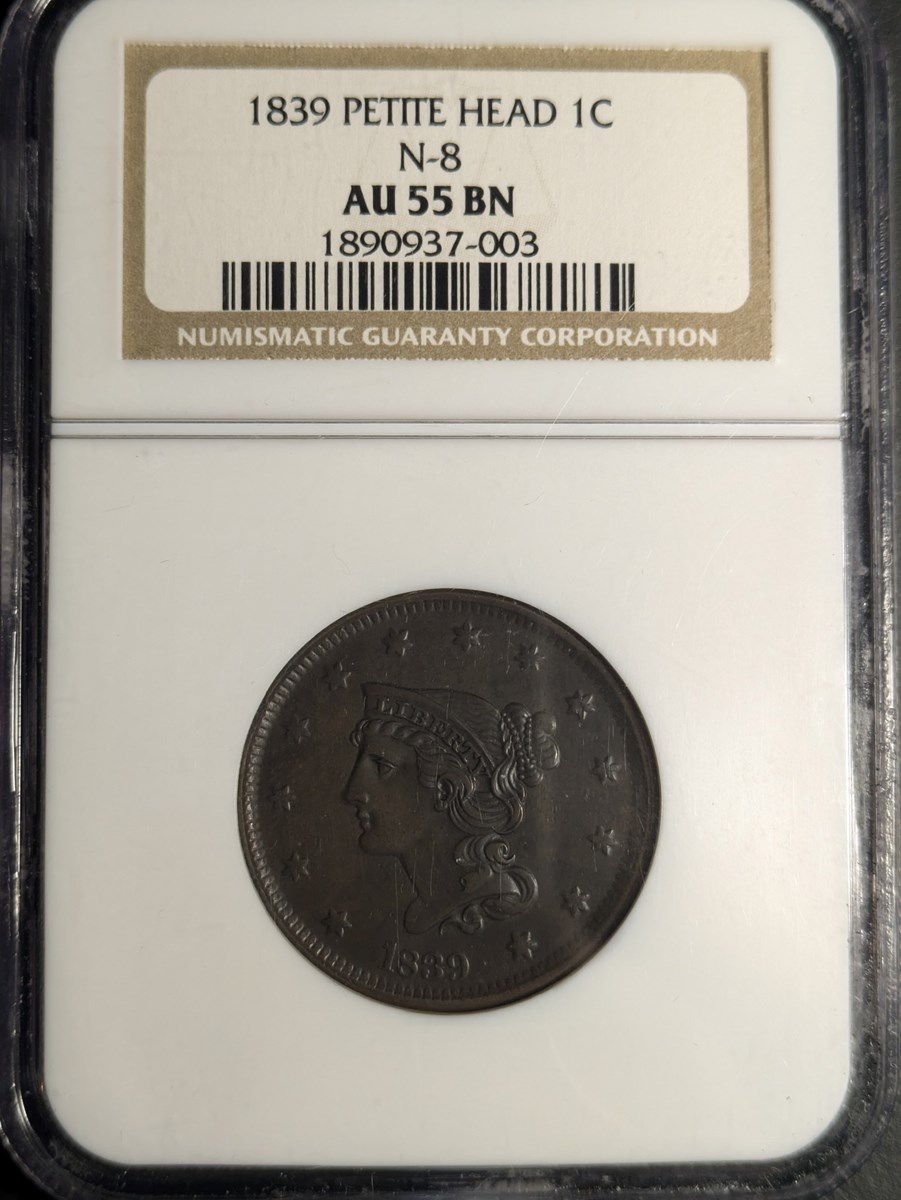 1839 PETITE HEAD N-8 1C MS | Coin Explorer | NGC