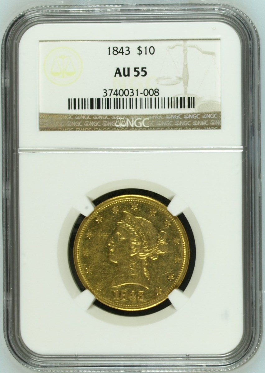 1843 $10 MS | Coin Explorer | NGC