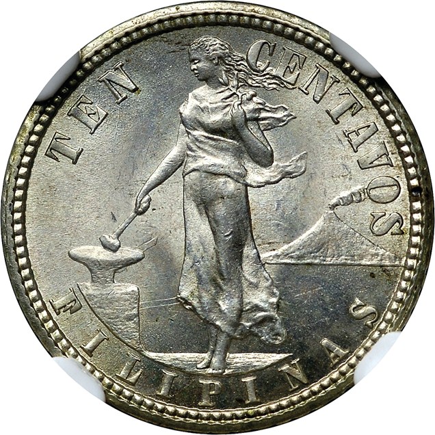 Ten Centavos 1907-1935 Reduced Size and Weight Coin Details - USA