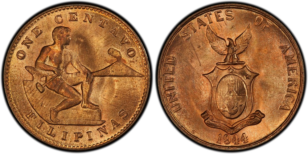 1944-S One Centavo Double Die Obverse Coin Details - USA