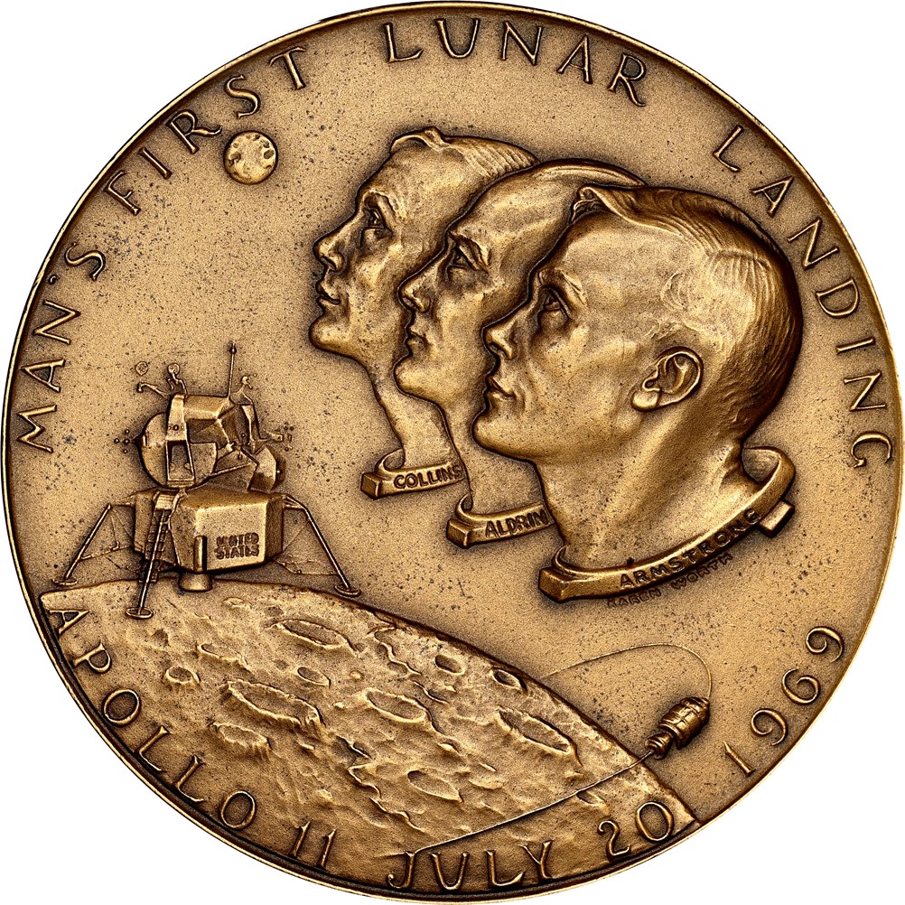 1969 BRONZE APOLLO 11 63.5mm MAN'S FIRST LUNAR LANDING JOHN F