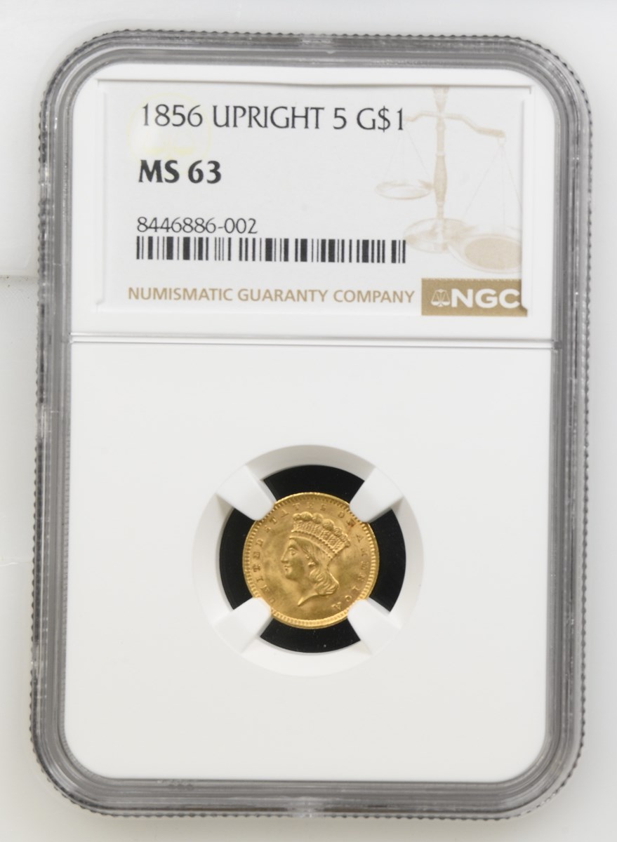 1856 UPRIGHT 5 G$1 MS | Coin Explorer | NGC
