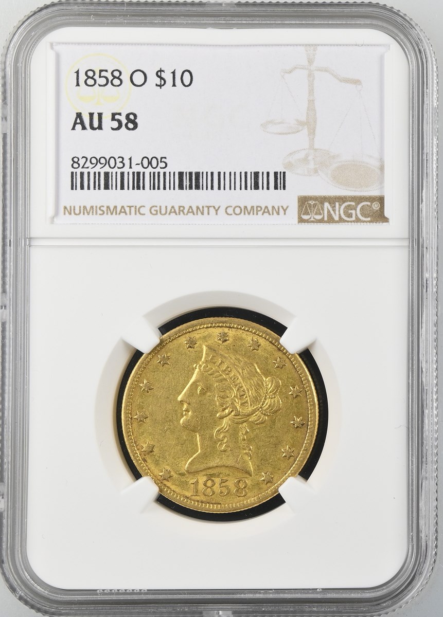1858 O $10 MS | Coin Explorer | NGC