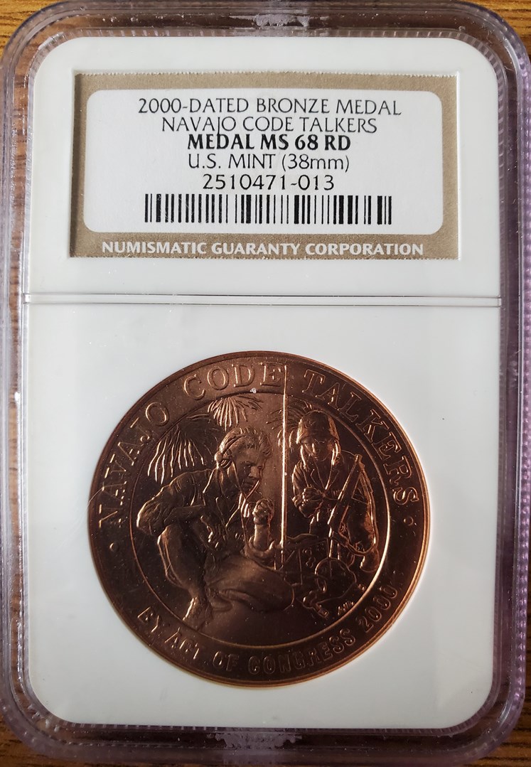 2013) BRONZE NAVAJO CODE TALKERS 38mm MS | Coin Explorer | NGC