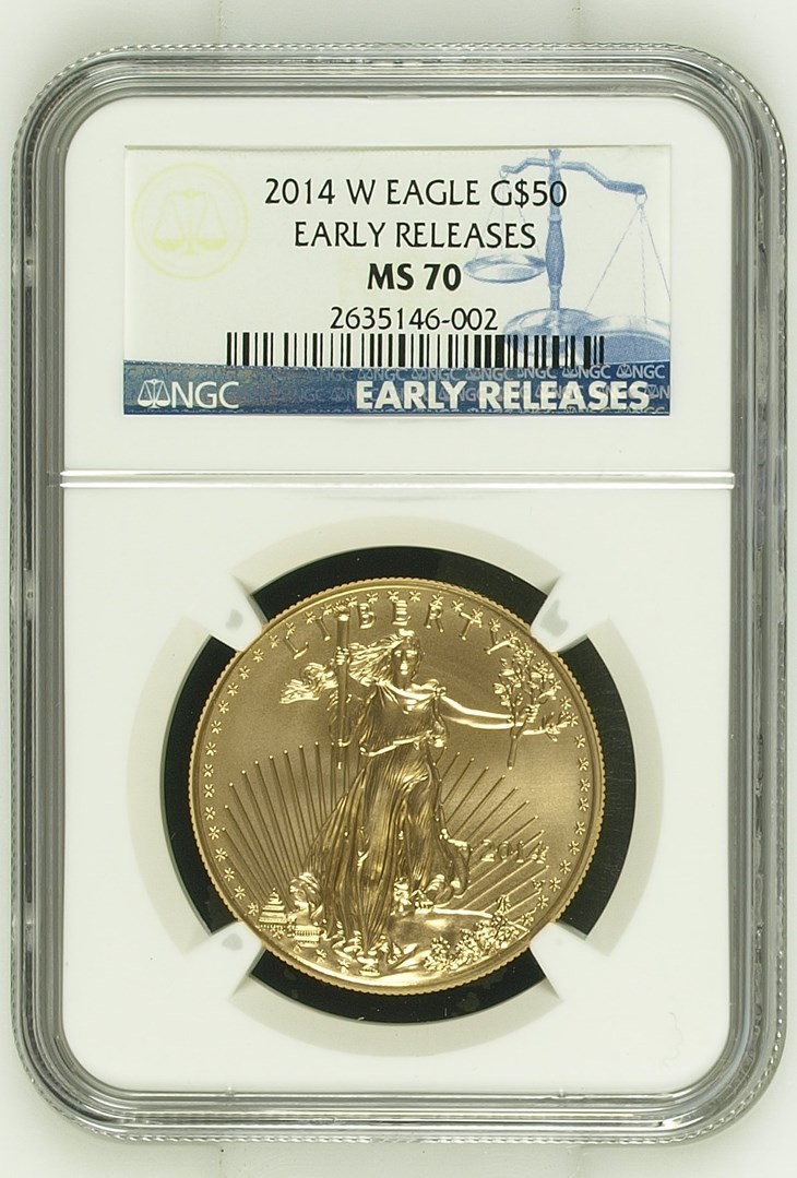 2014 W EAGLE BURNISHED GOLD EAGLE G$50 MS | Coin Explorer | NGC