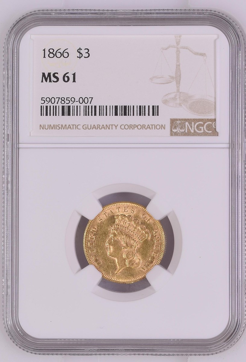 1866 $3 MS | Coin Explorer | NGC