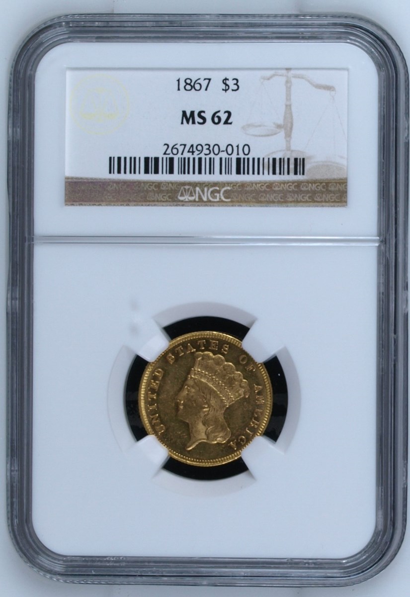 1867 $3 MS | Coin Explorer | NGC