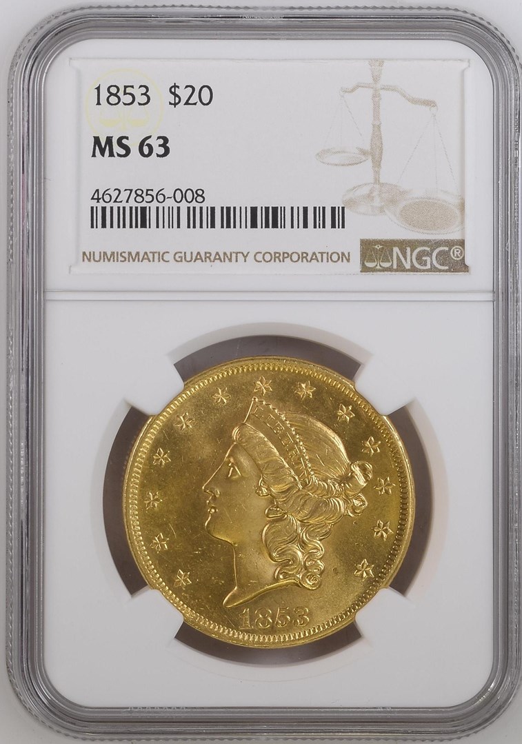 1853 $20 MS | Coin Explorer | NGC