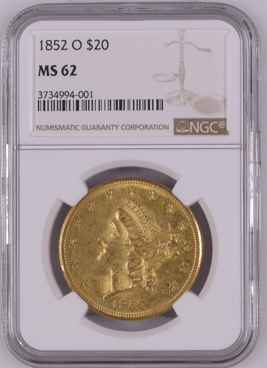 1852 O $20 MS | Coin Explorer | NGC