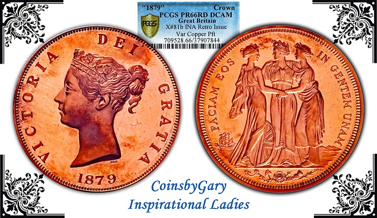 1879 イギリス ビクトリア スリーグレイセス クラウン銀貨 PCGSPR65 Three Graces Coin Details - Inspirational Ladies