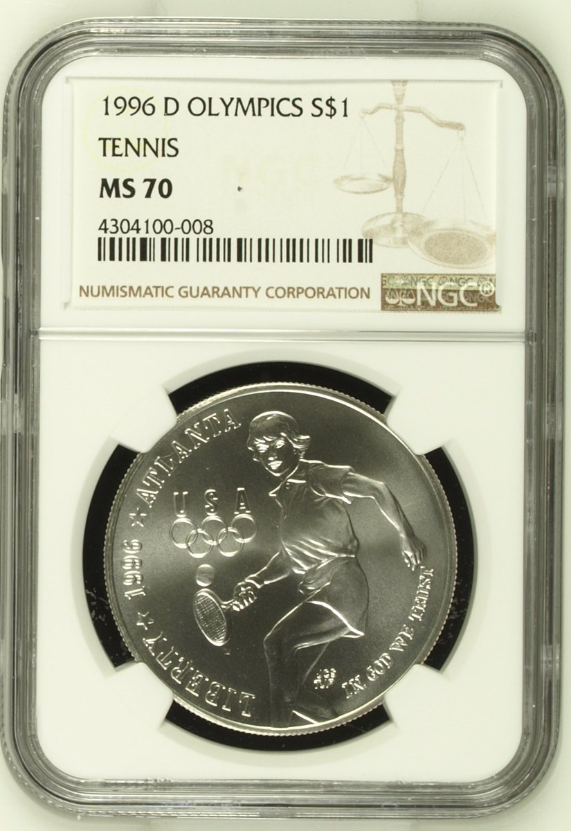 1996 D OLYMPICS - TENNIS S$1 MS | Coin Explorer | NGC