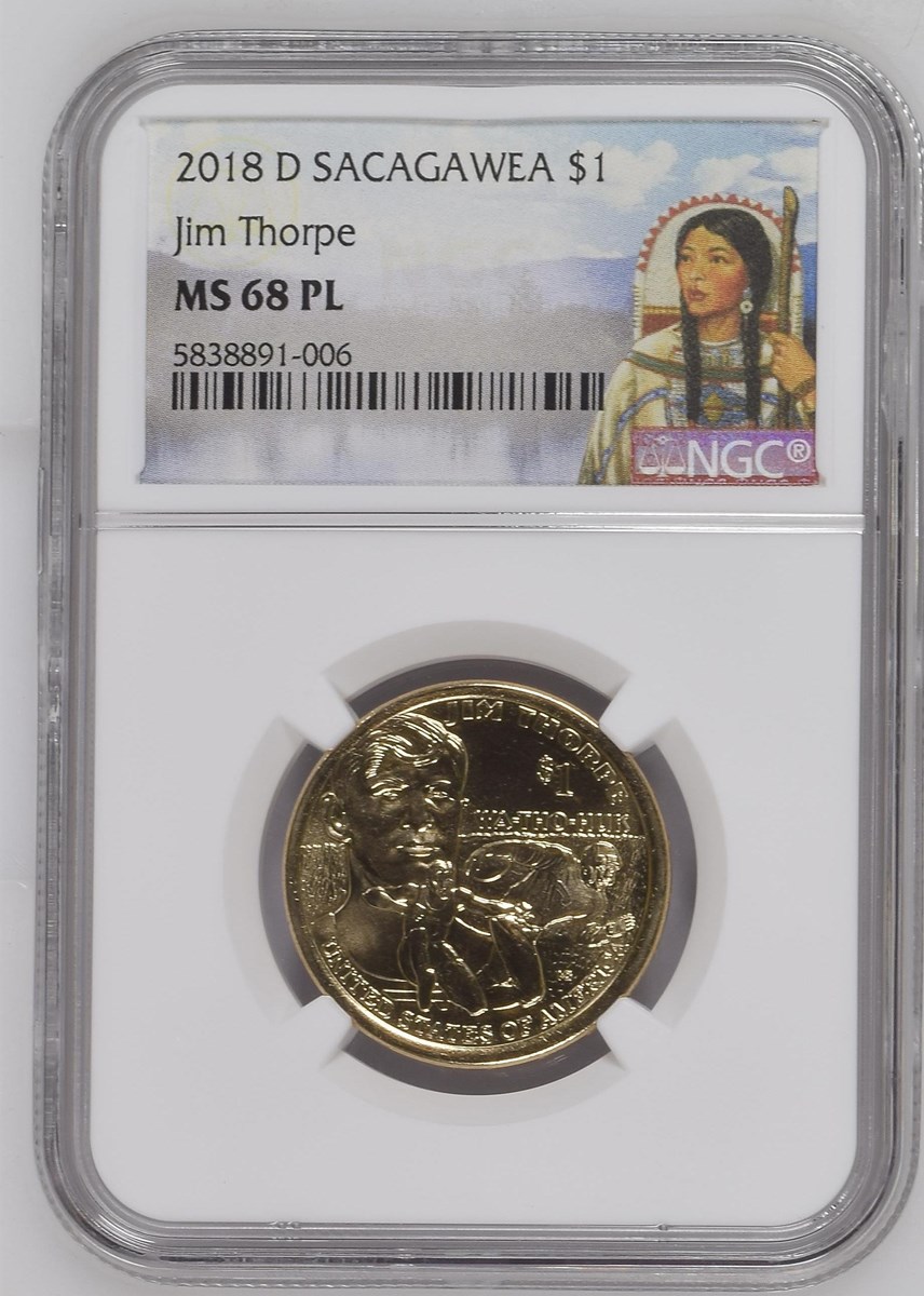 2018 D SACAGAWEA Jim Thorpe $1 MS | Coin Explorer | NGC