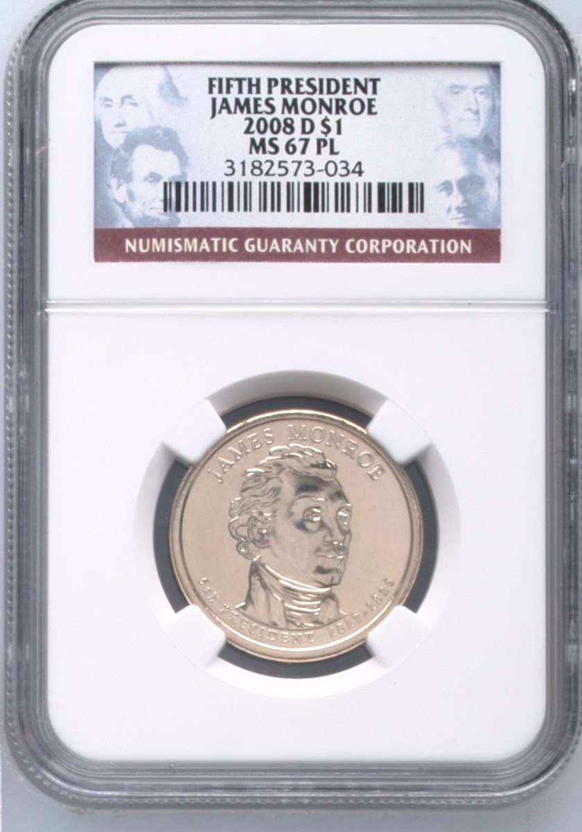 2008 D JAMES MONROE $1 MS | Coin Explorer | NGC