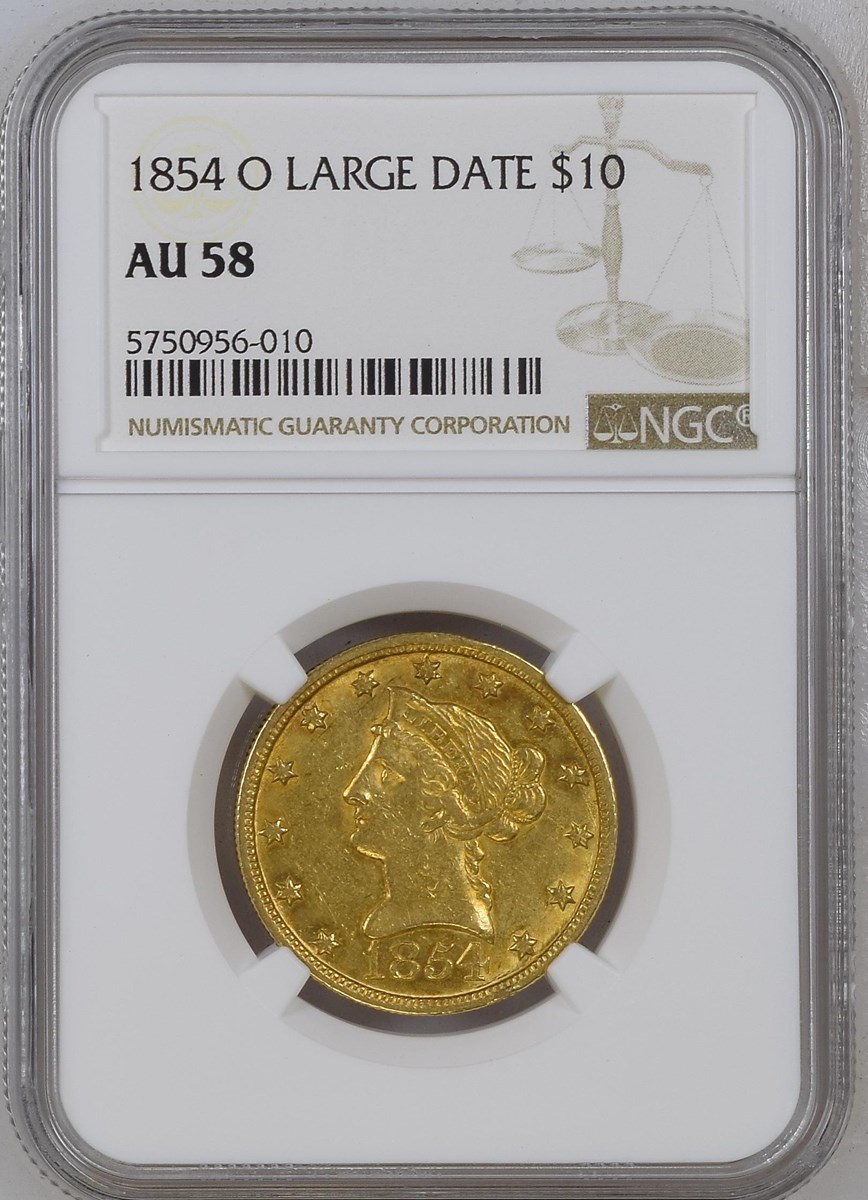 1854 O LARGE DATE $10 MS | Coin Explorer | NGC