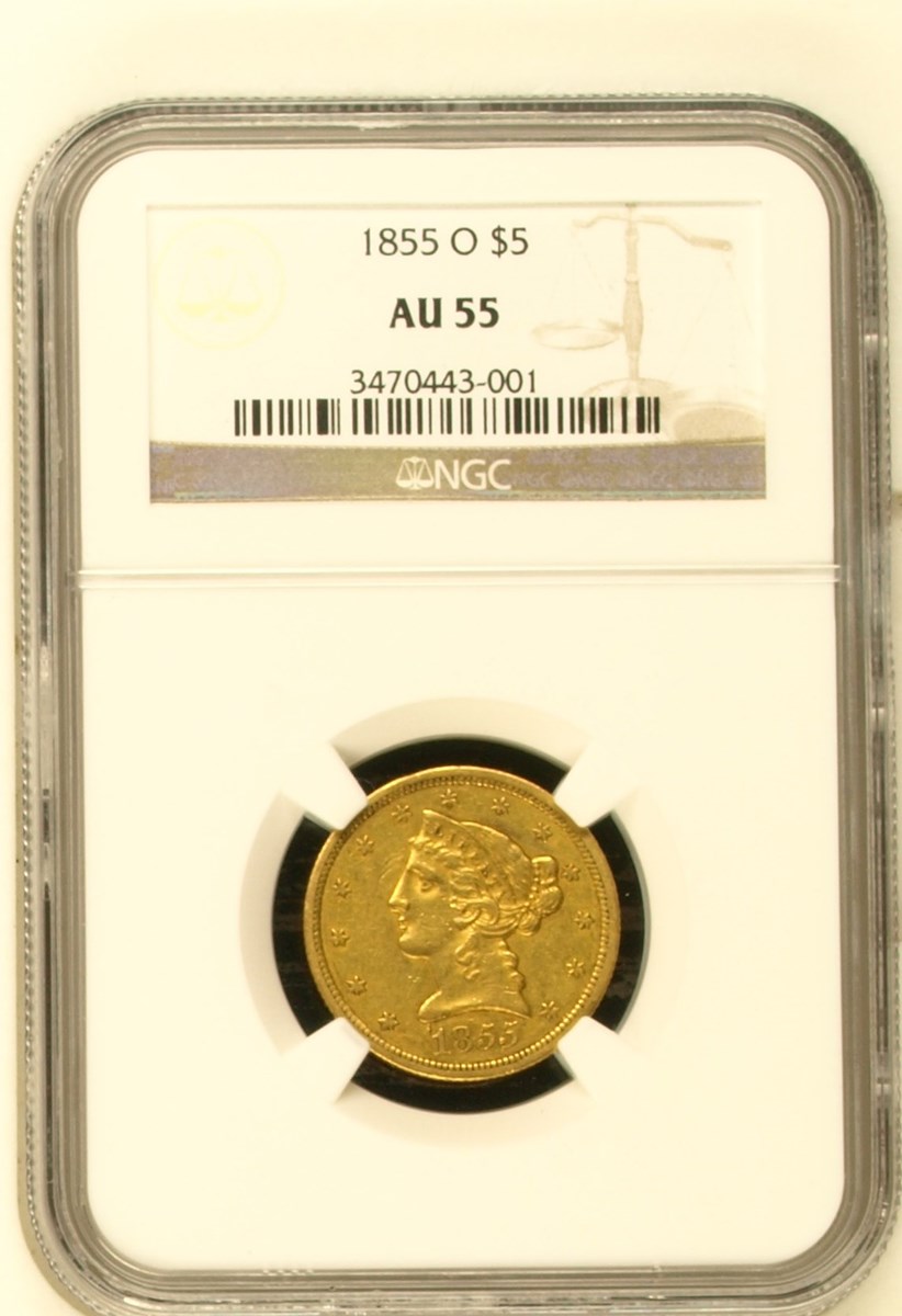 1855 O $5 MS | Coin Explorer | NGC