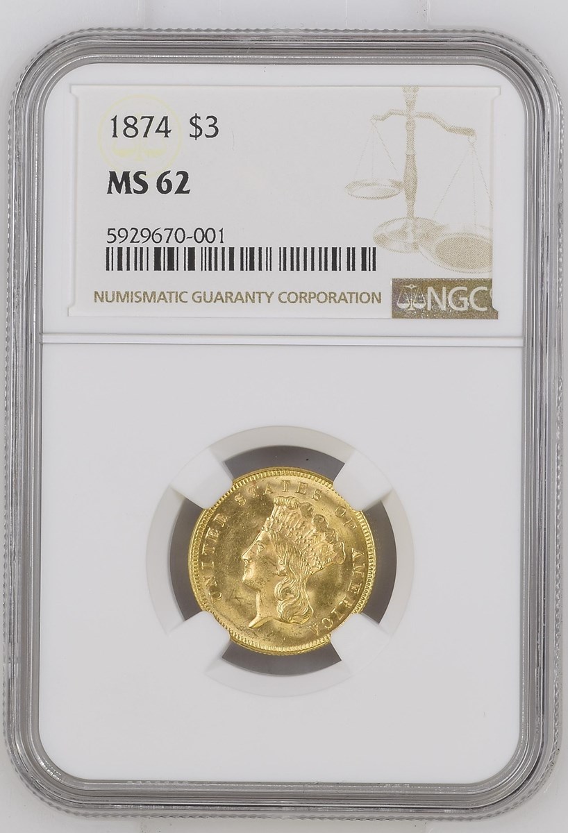 1874 $3 MS | Coin Explorer | NGC