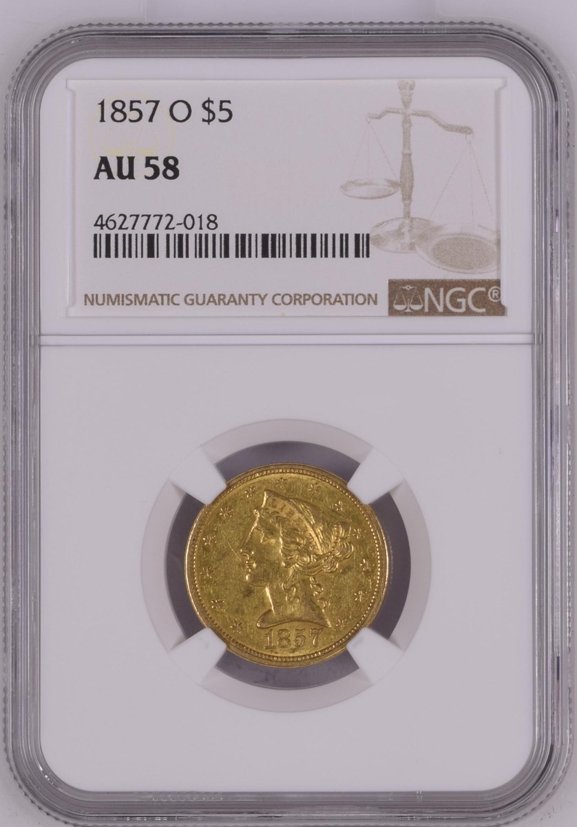 1857 O $5 MS | Coin Explorer | NGC