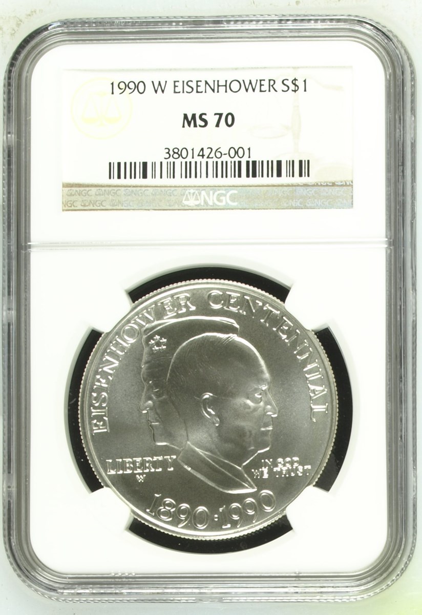 1990 W EISENHOWER CENTENNIAL S$1 MS | Coin Explorer | NGC