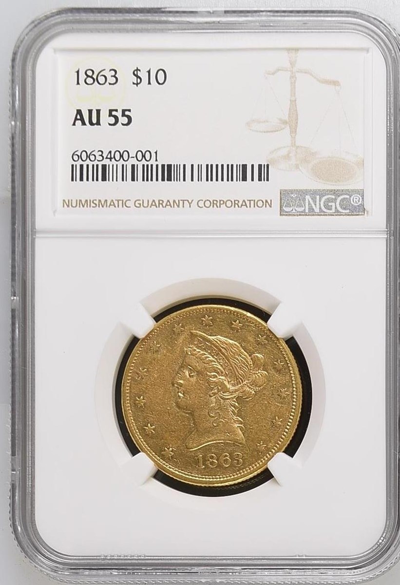 1863 $10 MS | Coin Explorer | NGC