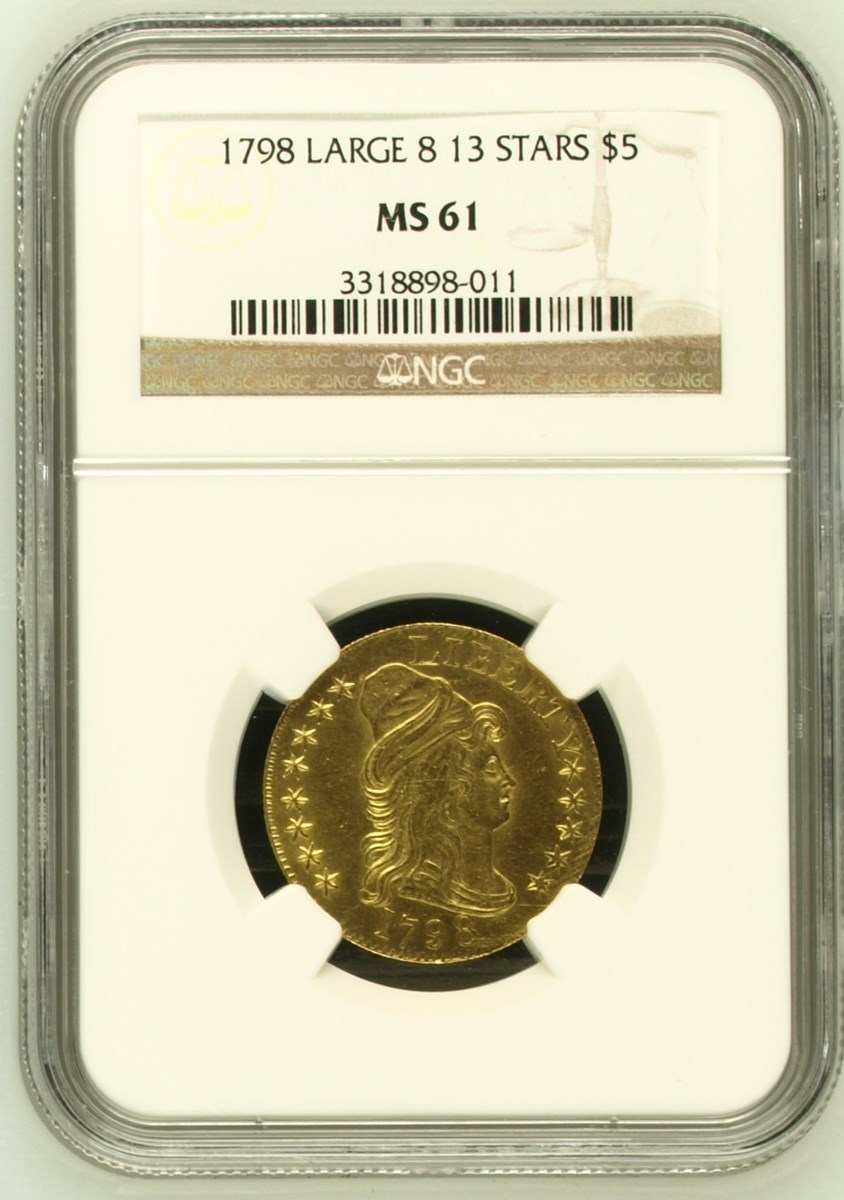 1798 LARGE EAGLE LG 8 13 STARS REV $5 MS | Coin Explorer | NGC