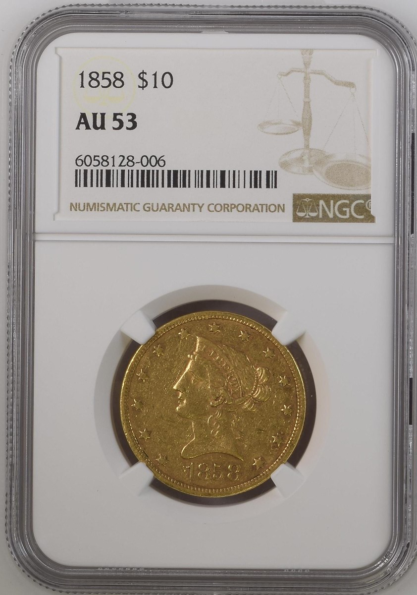 1858 $10 MS | Coin Explorer | NGC