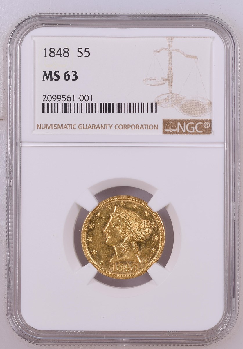 1848 $5 MS | Coin Explorer | NGC