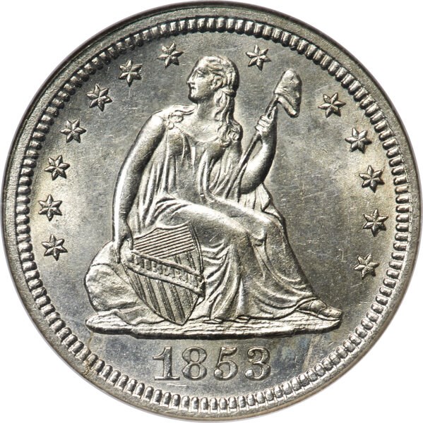 nottchi 1853/53 NO ARROWS 25C MS | Coin Explorer | NGC