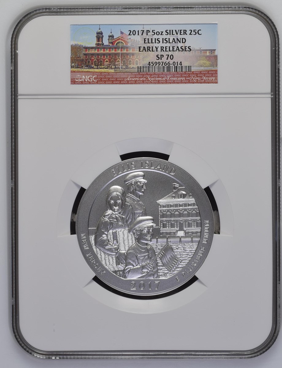 2017 P 5oz SILVER ELLIS ISLAND 25C SP | Coin Explorer | NGC