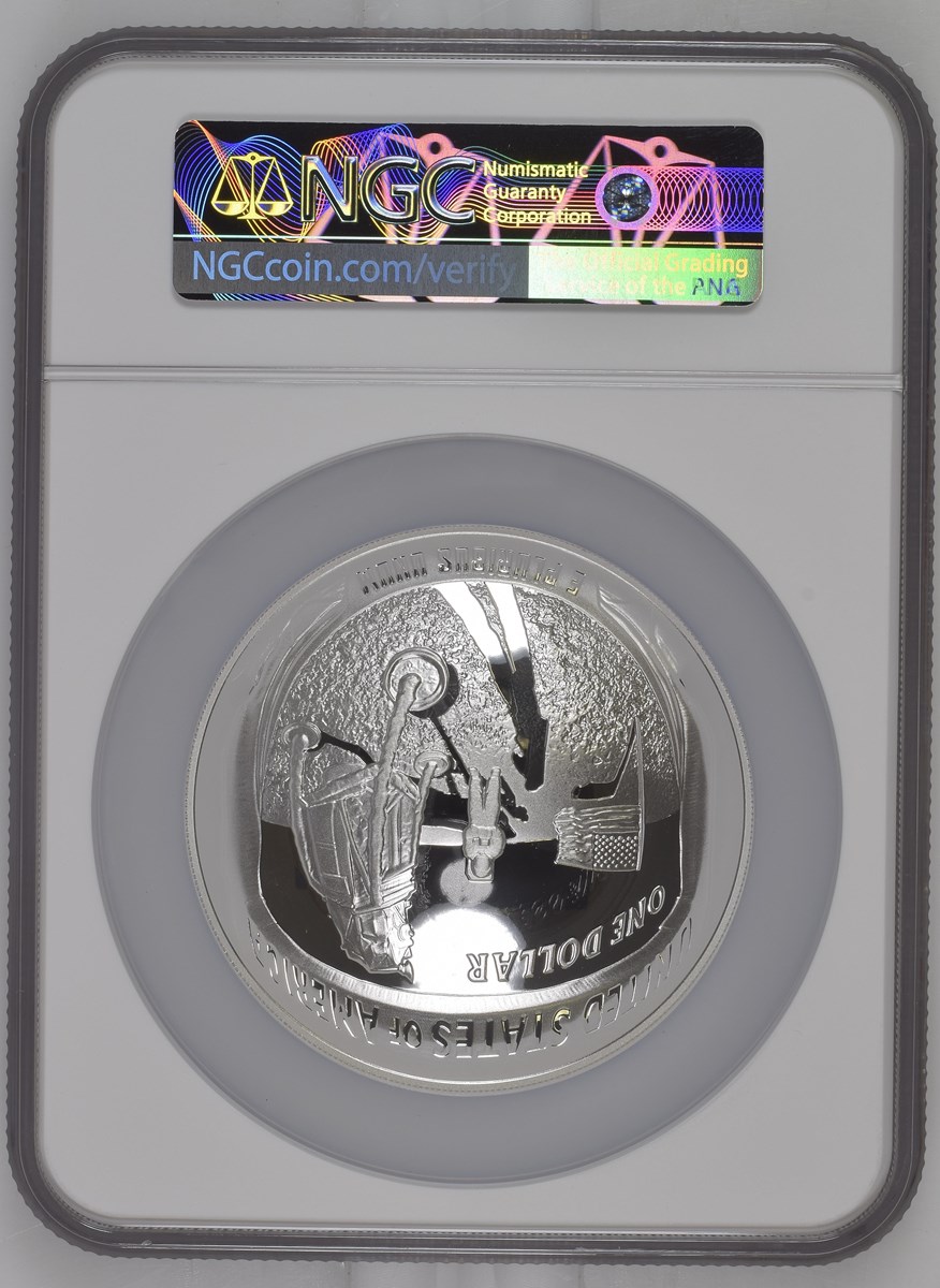 2019 P 5oz Silver Apollo 11 50th Anniv. S$1 PF | Coin Explorer | NGC