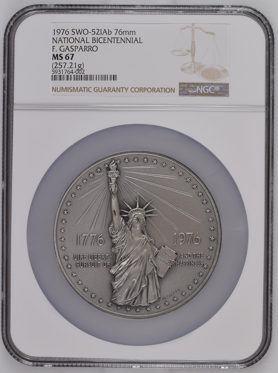 SILVER刻印 表彰記念章 約70g 76mm NATIONAL BICENTENNIAL Medal Matte Sliver Coin Details - The