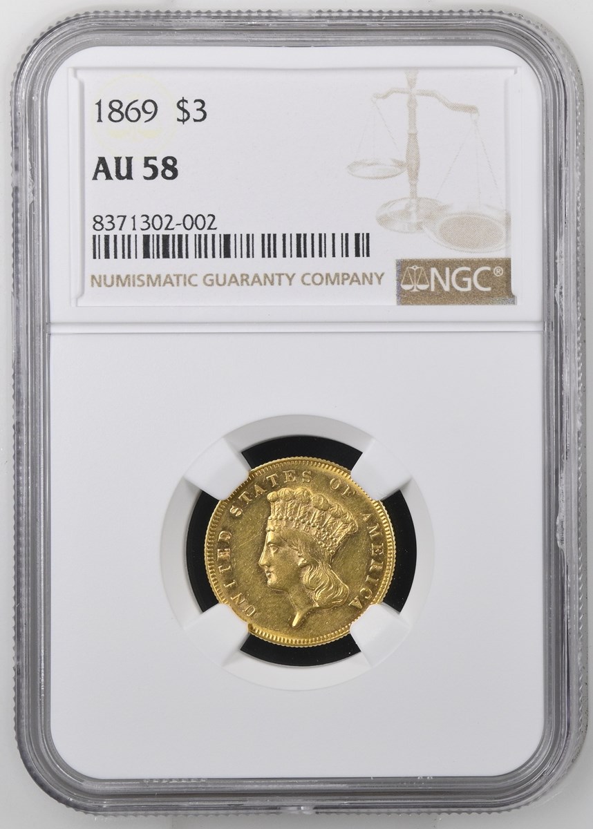 1869 $3 MS | Coin Explorer | NGC